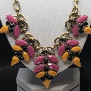 Pink and Yellow Statement Necklace